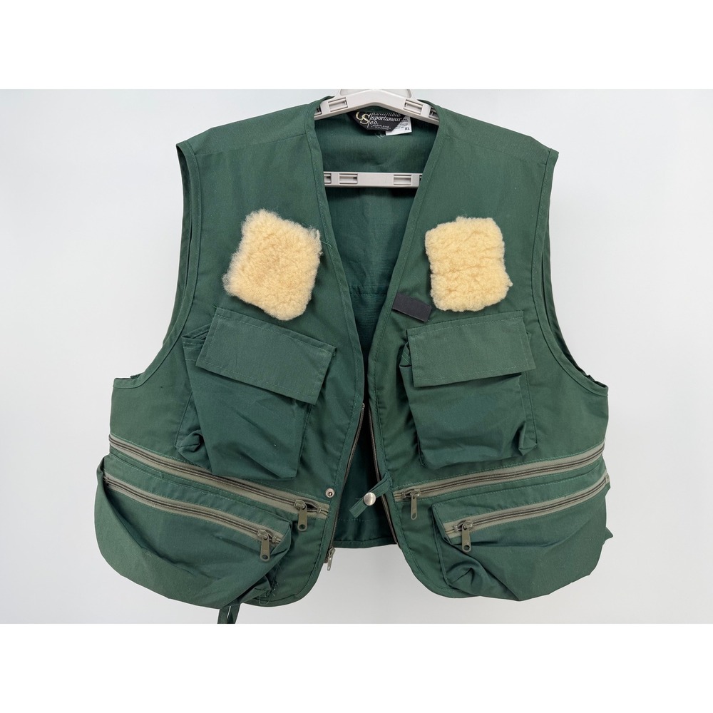 Vintage Columbia Sportswear Fishing Vest XL Green Multi-Pocket Fly Utility Vest